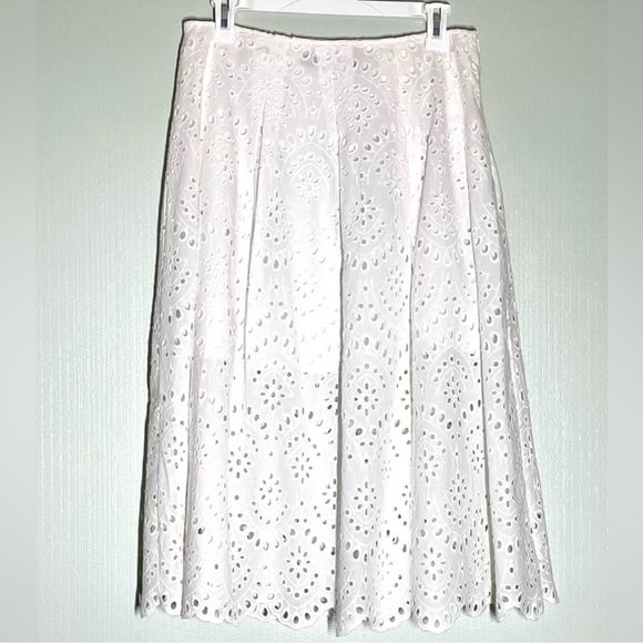 Zara Dresses & Skirts - Zara Oyster White Broderie Anglaise/ Eyelet High Waist Midi Skirt Cotton M